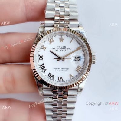 Replica Rolex Datejust 36mm Watch White Dial Roman Markers